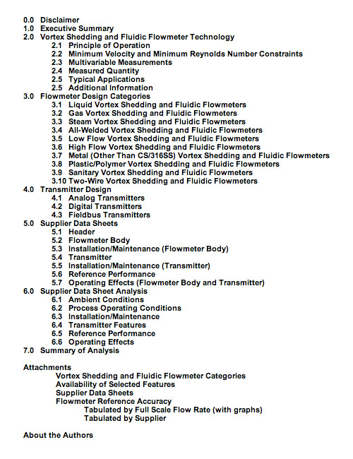 Competitive report Vortex Table of contents